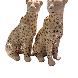 Ceramic Gold Spotted Leopard Figurine Glam Hollywood Regency — Sold Separately